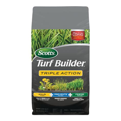 Scotts triple action instructions - Shop Scotts Turf Builder Southern Triple Action 26.84-lb 8000-sq ft 29-0-10 All-purpose Weed & Feed Insect Control Fertilizer in the Lawn Fertilizer department at Lowe's.com. Scotts® Turf Builder® Southern Triple Action is a 3-in-1 formula for Southern grass types that kills listed weeds, prevents and kills fire ants, and fertilizes